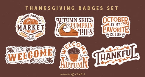 Thanksgiving badges set