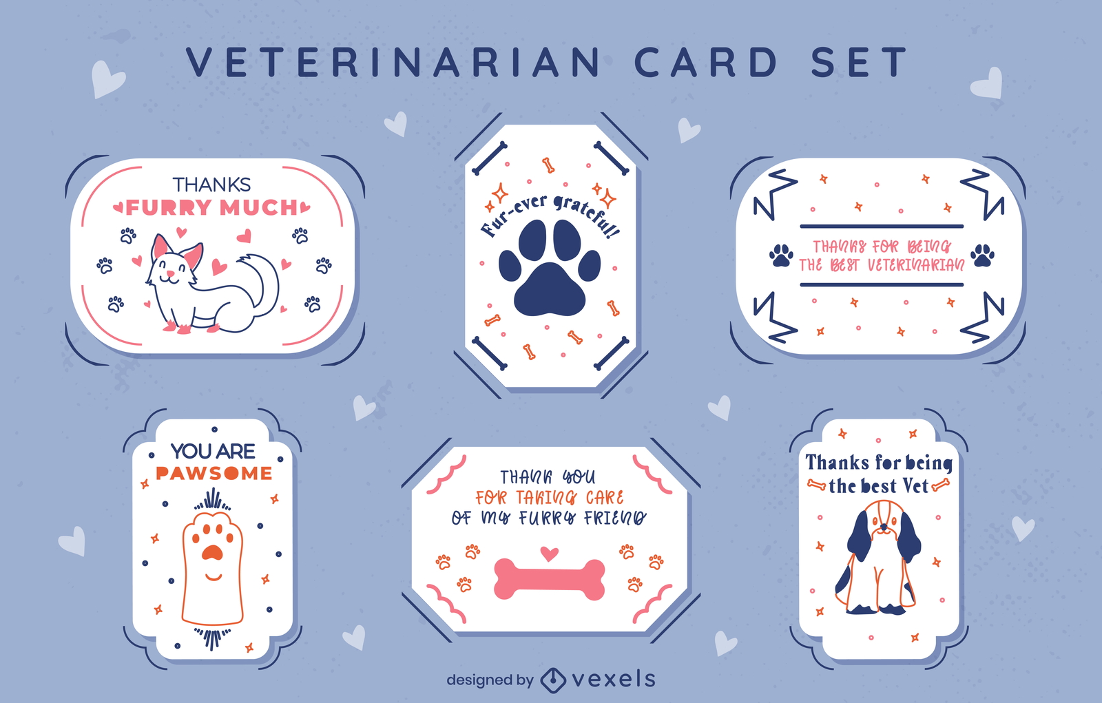 Conjunto de cartas de veterinário