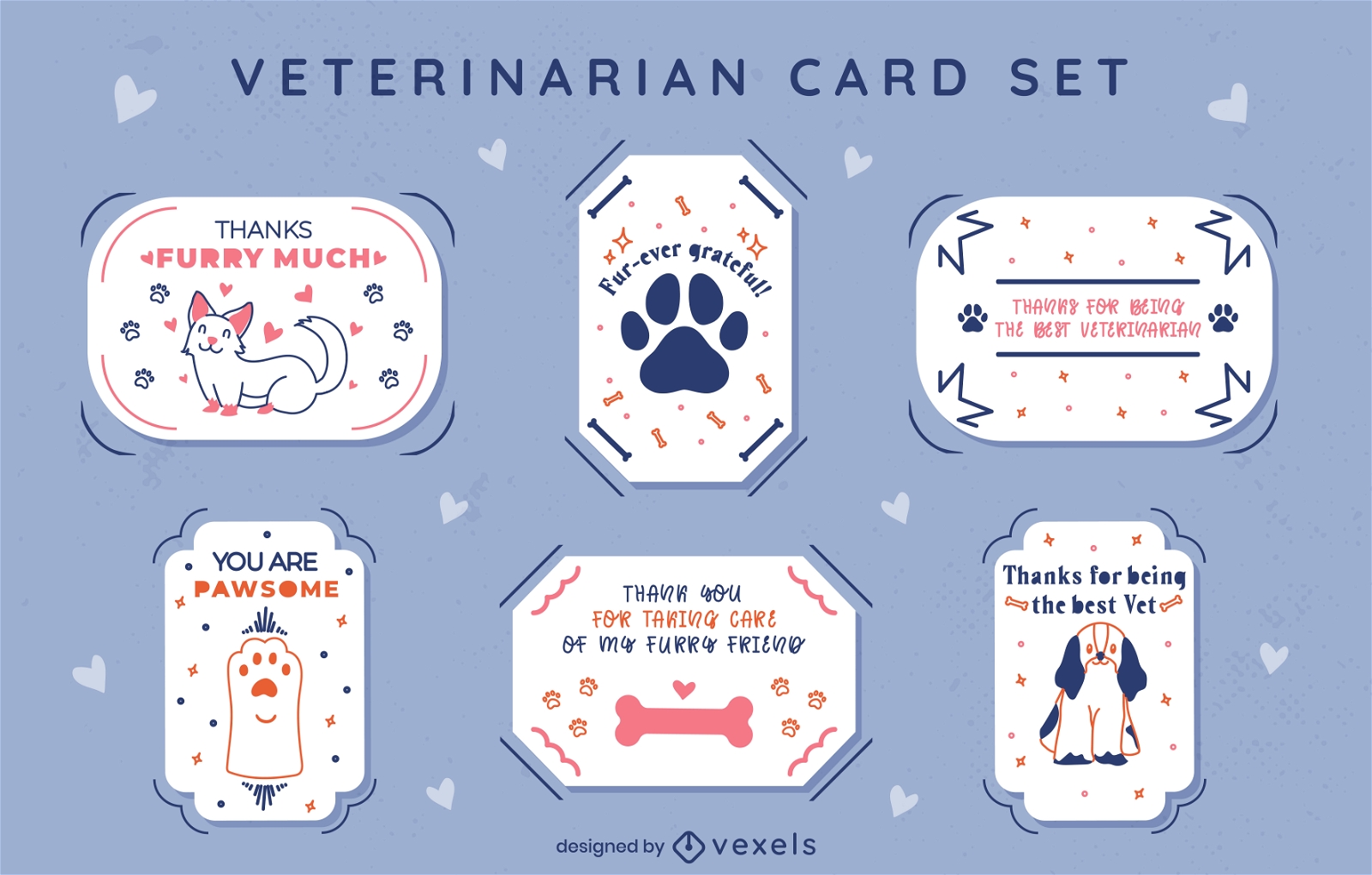 Conjunto de tarjetas de veterinario