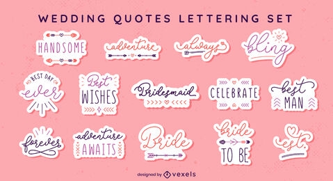 Wedding quotes lettering set