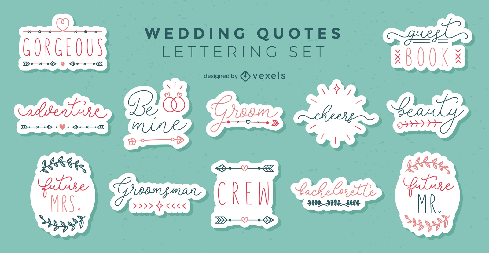 Wedding quotes sticker set