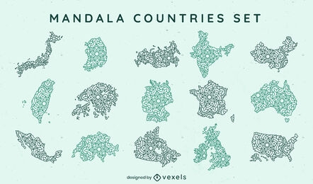 Conjunto de mandala de países de mandala