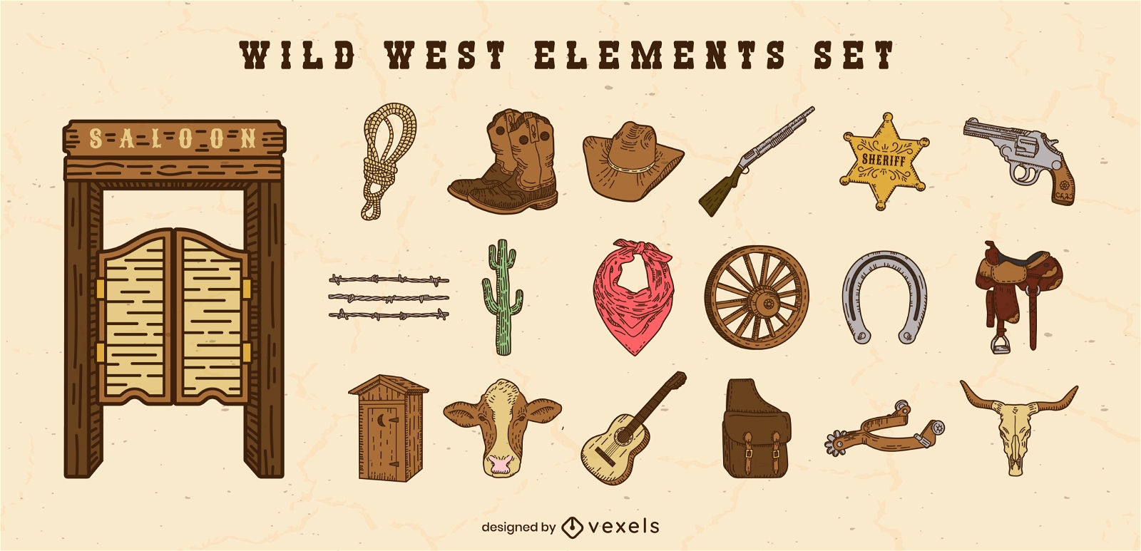 Conjunto de elementos del salvaje oeste