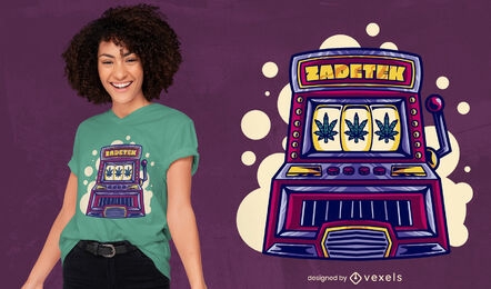 Weed slot machine cartoon t-shirt design