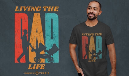 Diseño de camiseta retro living the dad life quote