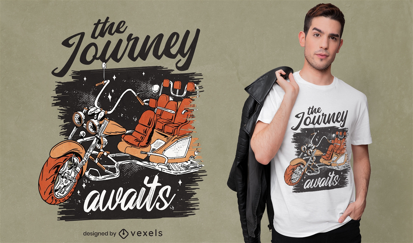 Viagem aguarda design de camiseta de motocicleta
