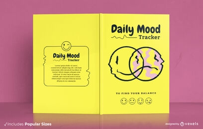 Diseño de portada de libro de seguimiento de estado de ánimo diario emoji