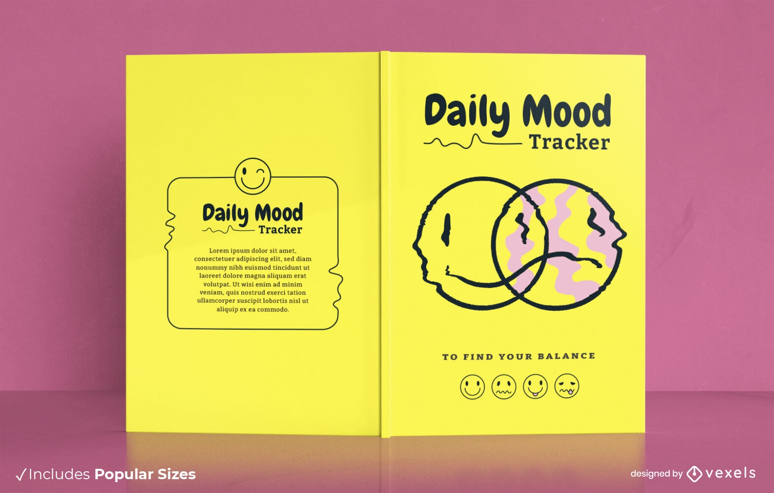 Design da capa do livro do rastreador diário de humor emoji