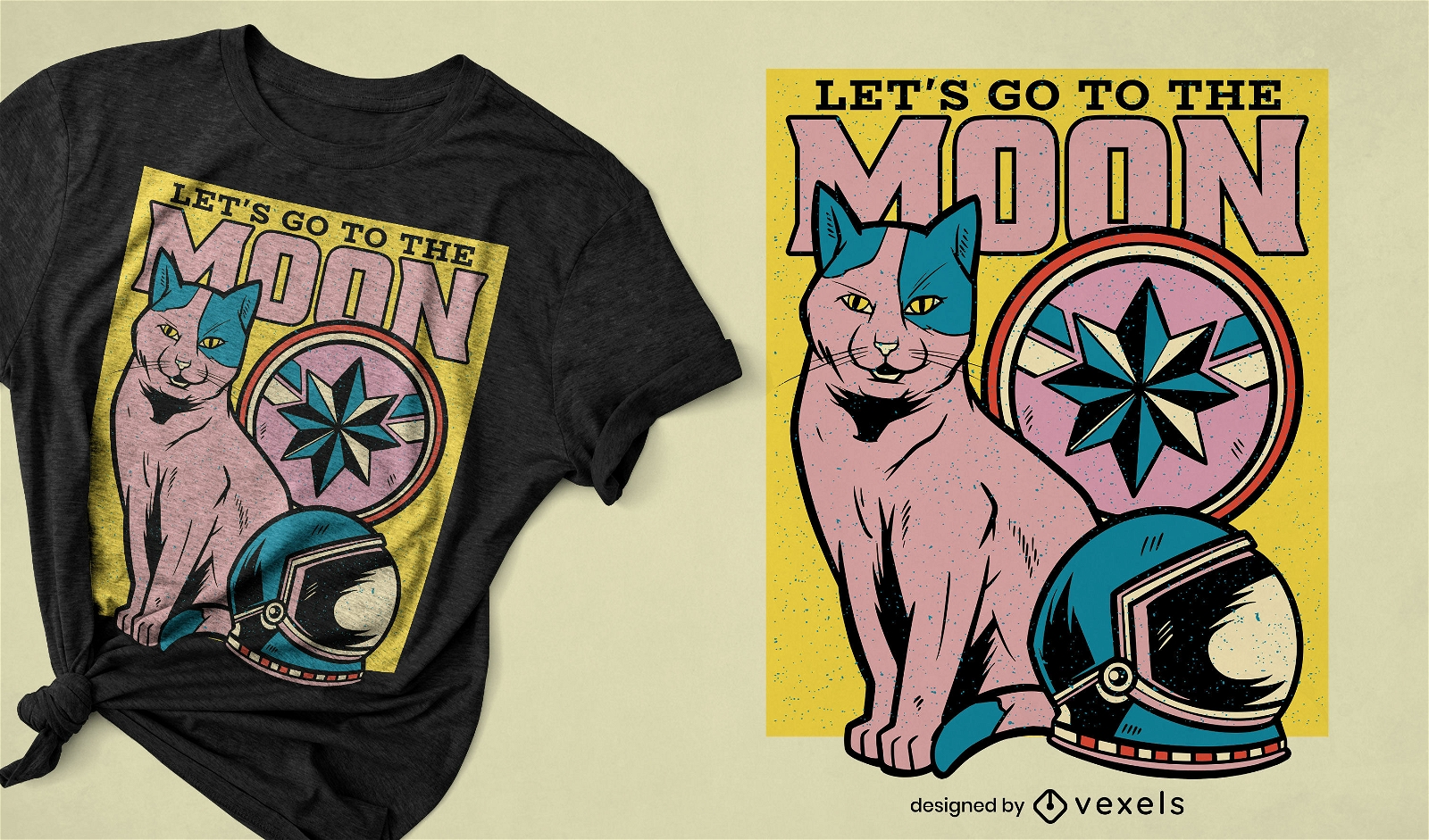 Design de t-shirt animal para gato criptomoeda