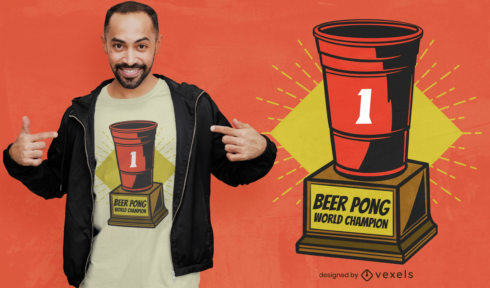 Beer-Pong-Spiel-Trophäen-T-Shirt-Design