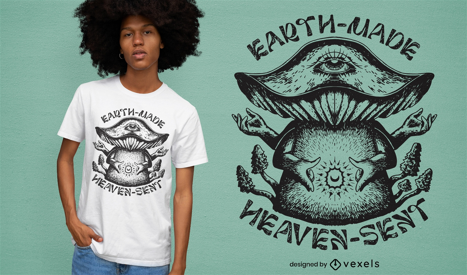 Trippy Earth made Pilz Zitat T-Shirt Design