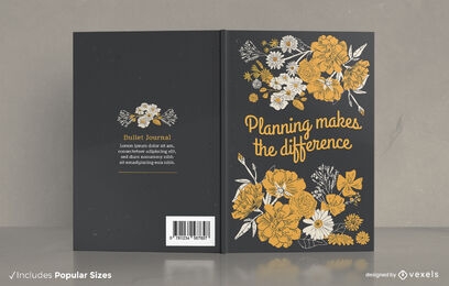 Diseño de portada de libro de diario de planificación floral