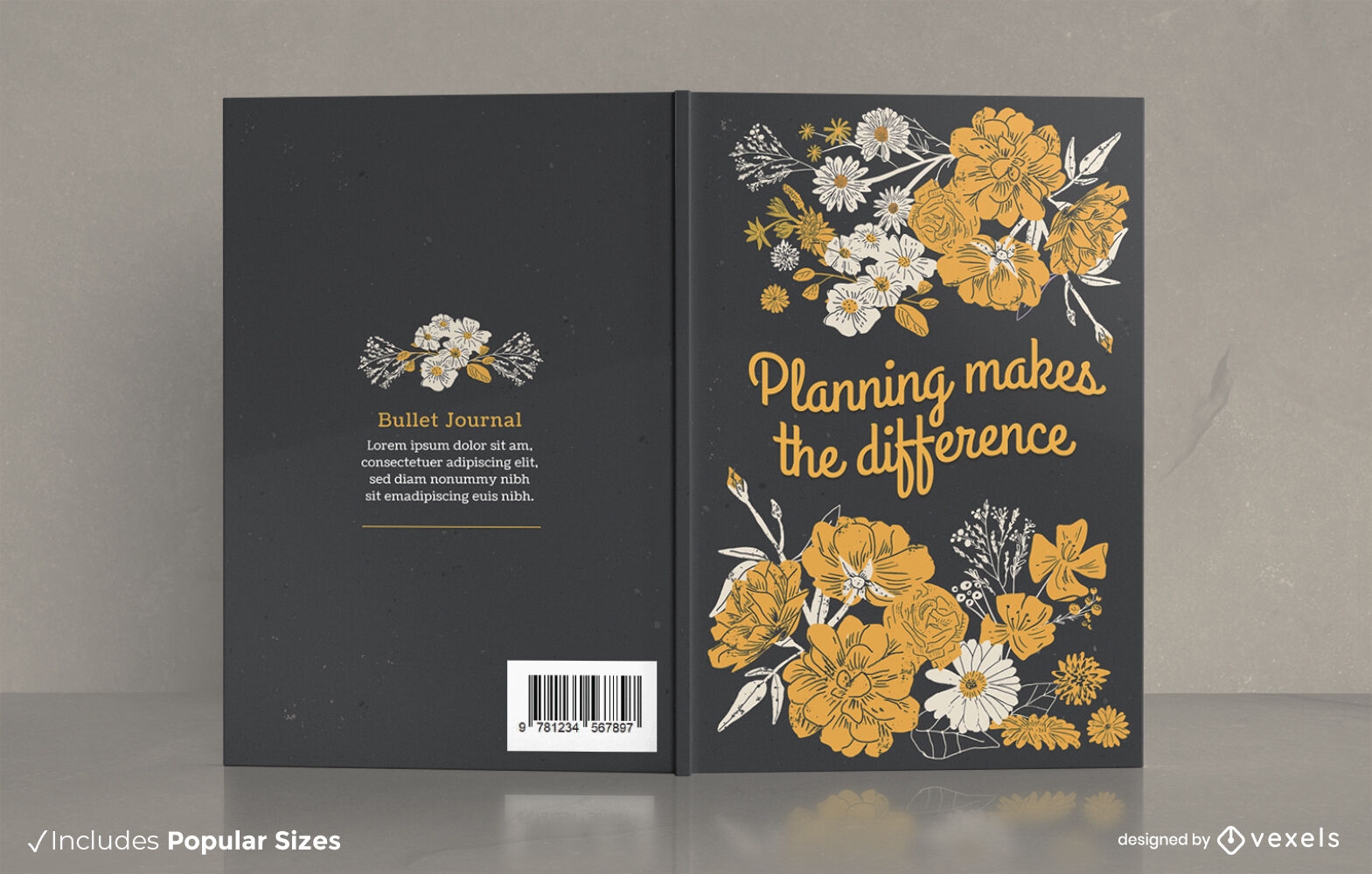 Floral planning journal book cover design