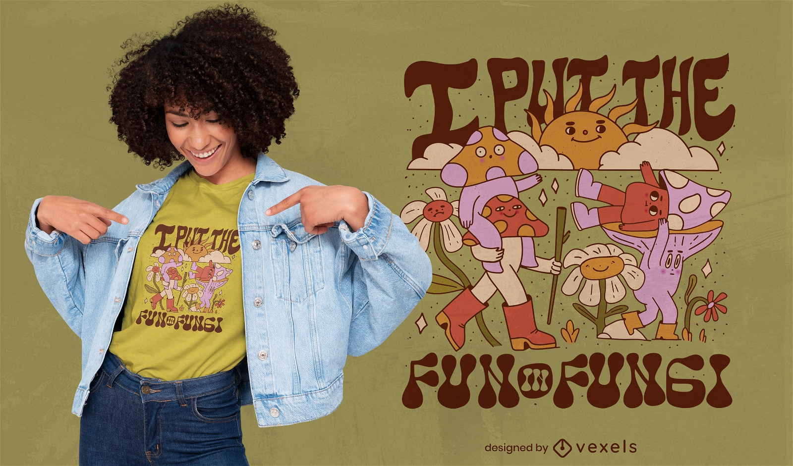 Design divertido de camisetas trippy fungi