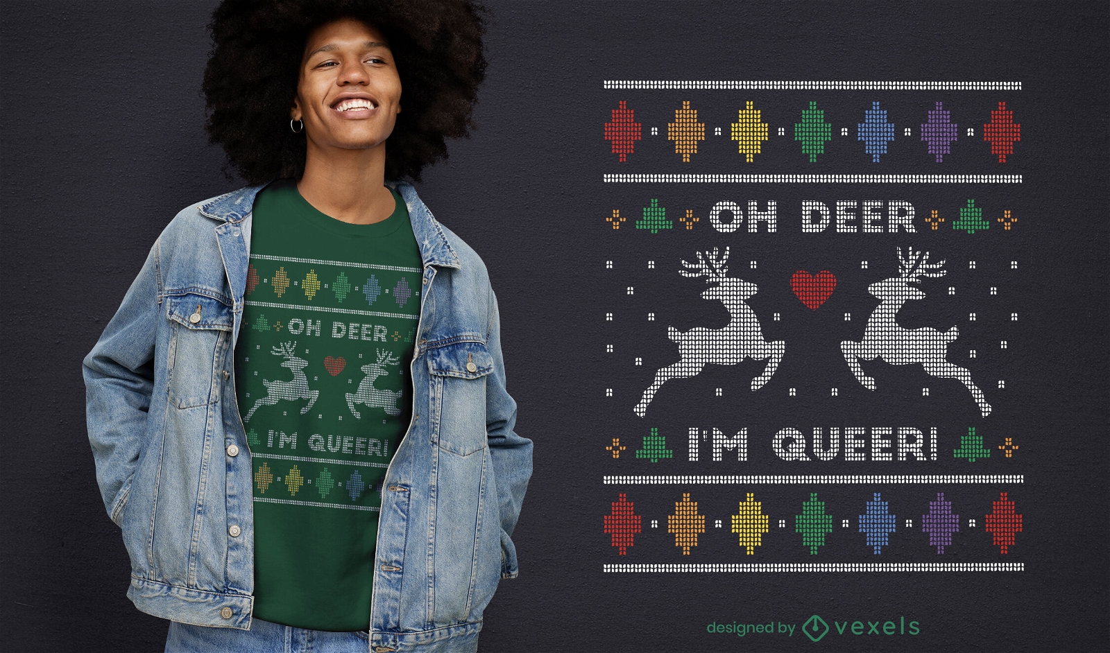 Queer feo diseño de camiseta de suéter navideño.