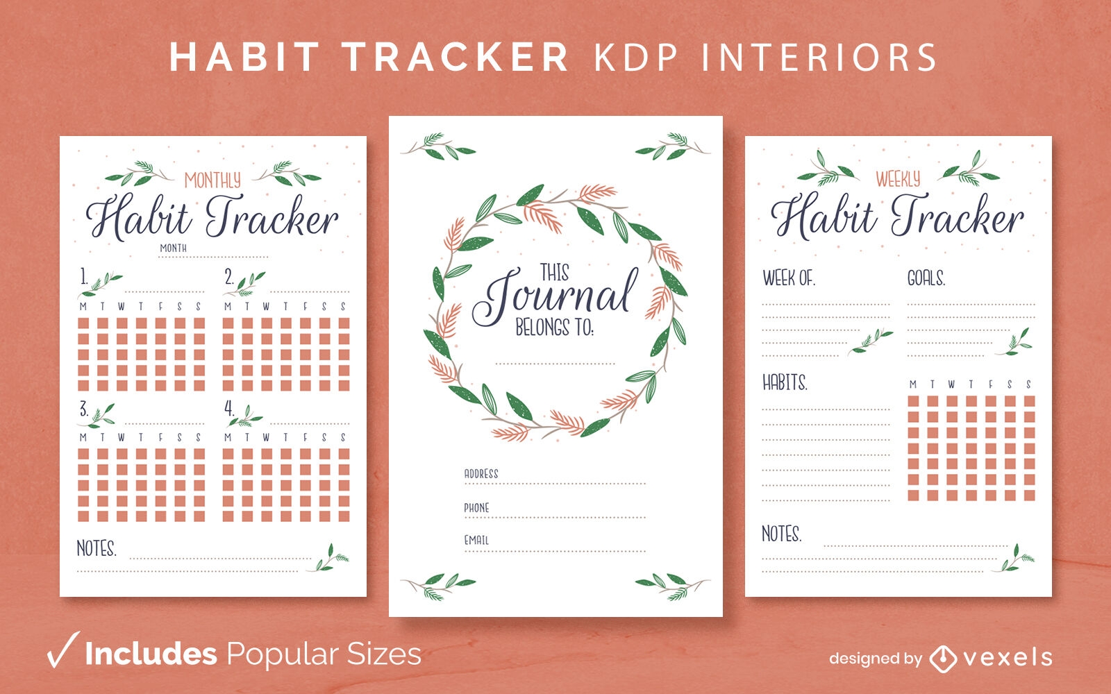 Habit tracker journal KDP interior template