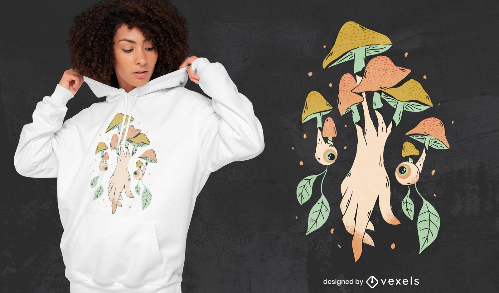 Trippy mushroom with eyes t-shirt design