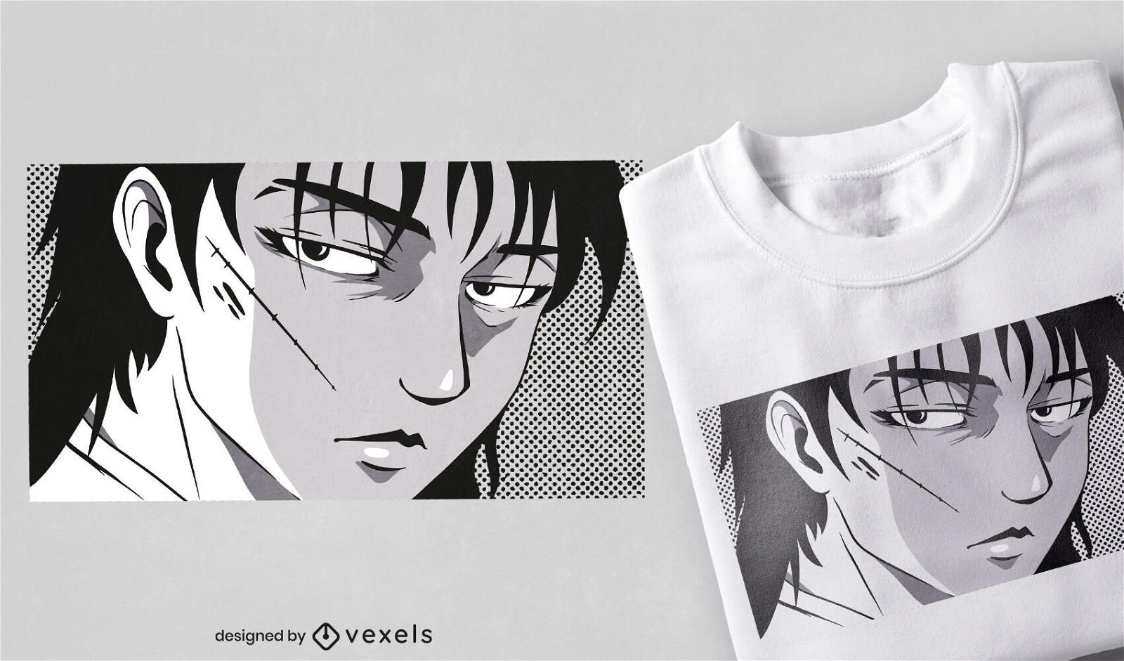 Cooles Anime Boy Gesicht T-Shirt Design