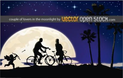 Pareja de enamorados a la luz de la luna