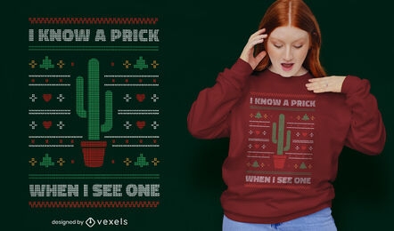 Diseño divertido de la camiseta de la cita del cactus del pinchazo