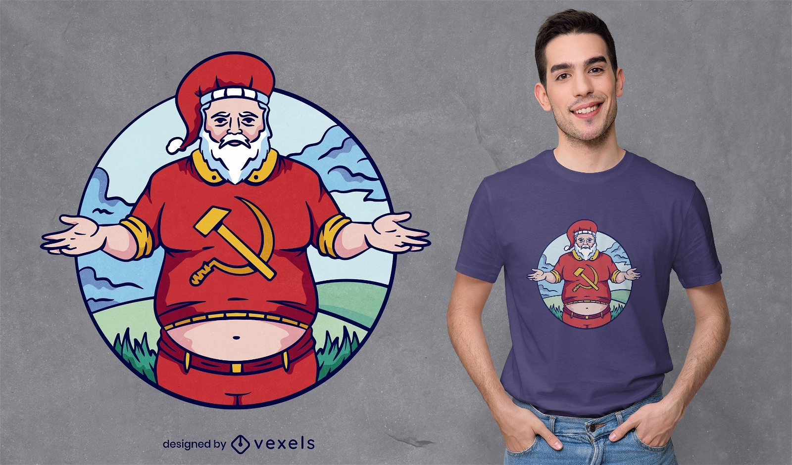Design engra?ado de t-shirt de Natal do Papai Noel comunista