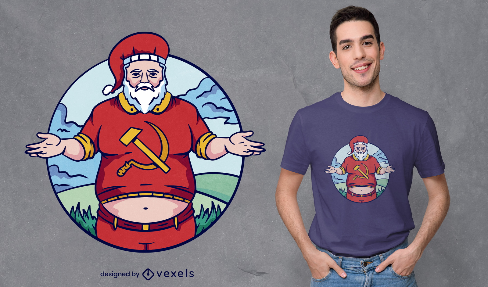 Design engraçado de t-shirt de Natal do Papai Noel comunista