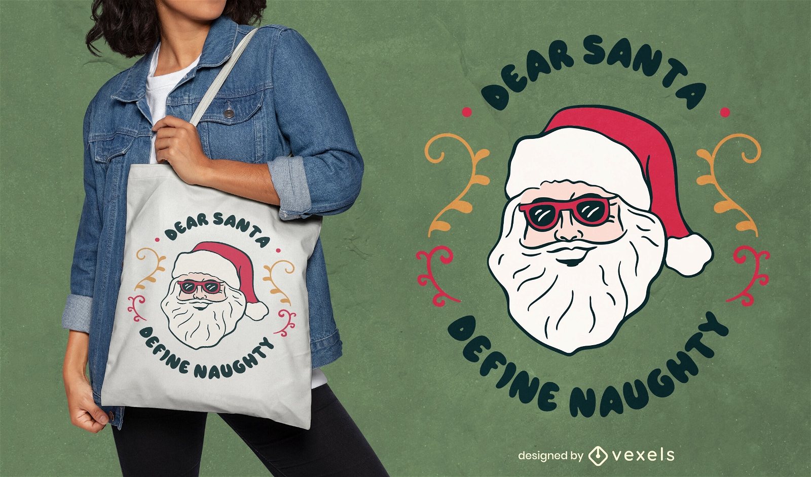 Funny naughty Christmas tote bag design
