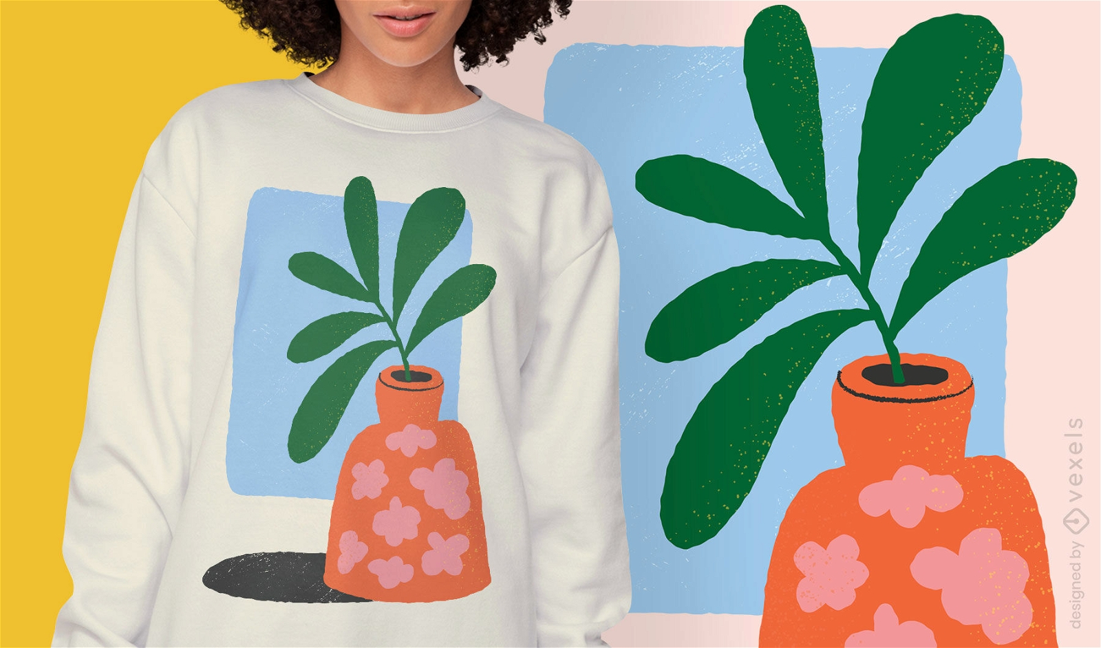 Hübsche Pflanze im Vasen-T-Shirt-Design