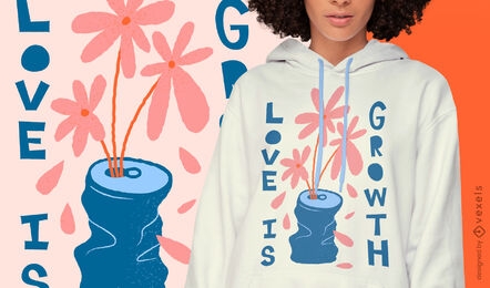 Beautiful love is growth floral quote t-shirt design