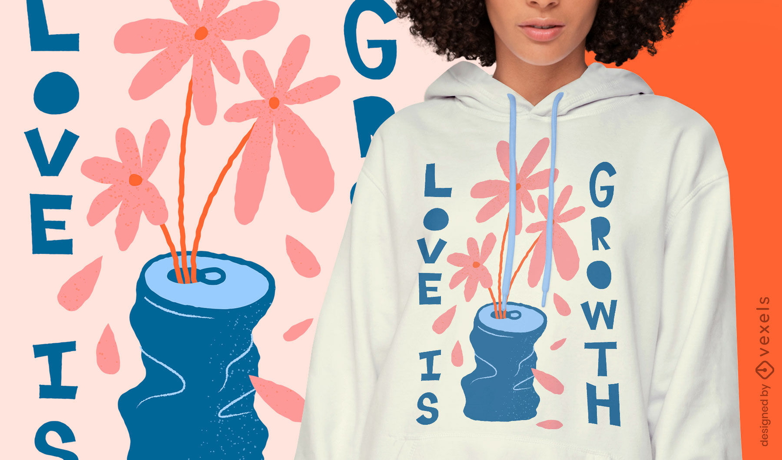 Belo amor é o design de t-shirt de citações florais de crescimento