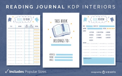 Reading journal design KDP template