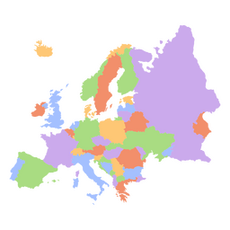 Karte der flachen Kontinente Europas PNG-Design Transparent PNG