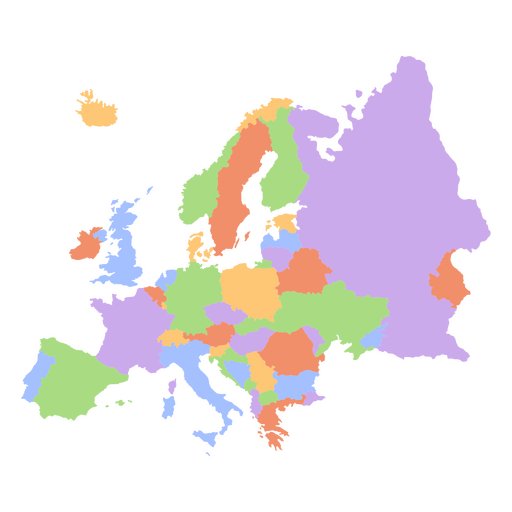 Mapa de continentes planos de Europa Diseño PNG