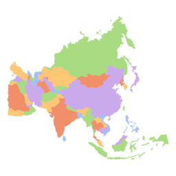 Karte der flachen Kontinente Asiens PNG-Design