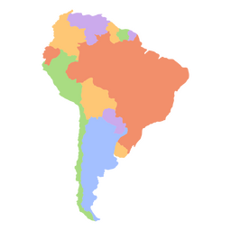 Mapa de continentes planos de américa del sur Diseño PNG