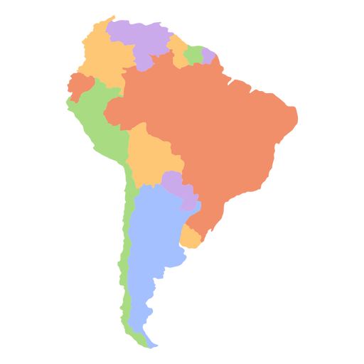 Karte der flachen Kontinente Südamerikas PNG-Design