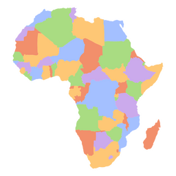 Mapa de continentes planos de África Diseño PNG