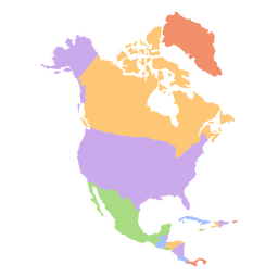 Karte der flachen Kontinente Nordamerikas PNG-Design