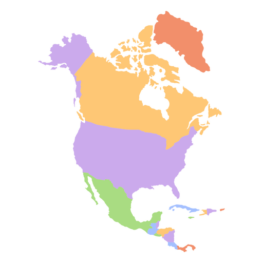 Mapa dos continentes planos da América do Norte Desenho PNG