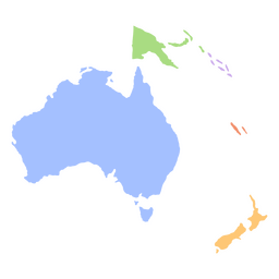 Mapa de continentes planos de Oceanía Diseño PNG