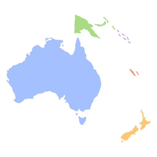 Mapa de continentes planos de Oceanía Diseño PNG