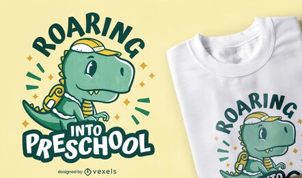 Design fofo de t-shirt de dinossauro pré-escolar