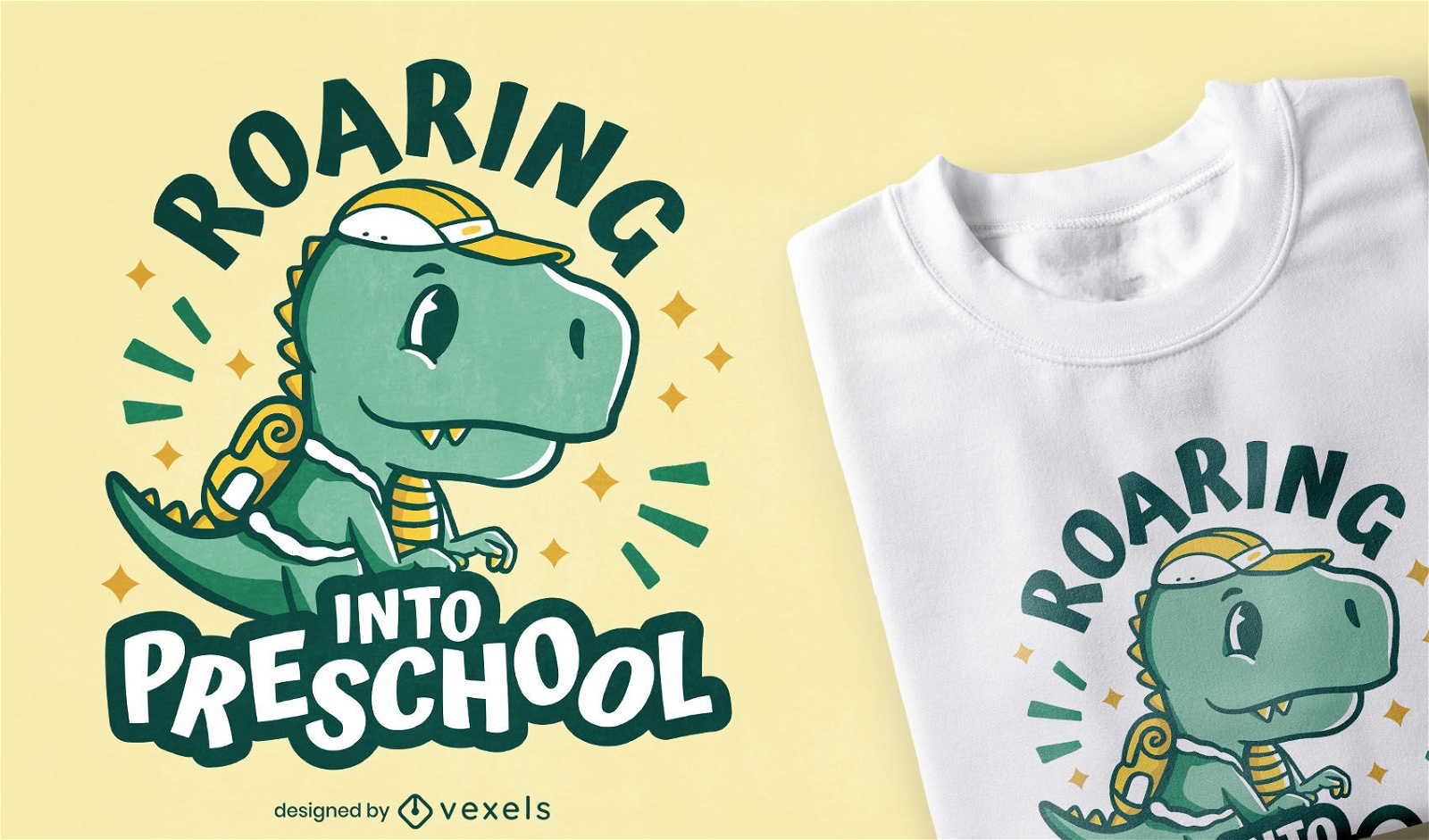 Design fofo de t-shirt de dinossauro pré-escolar