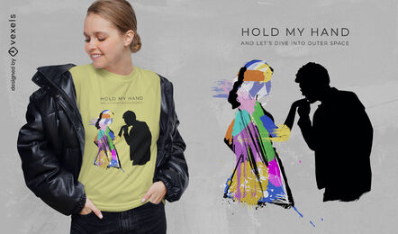 Romantisches Paar Silhouette T-Shirt PSD