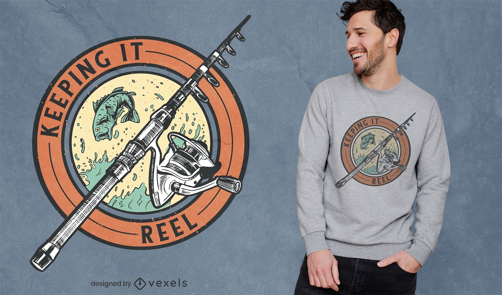 Diseño de camiseta reel pun fishing hobby