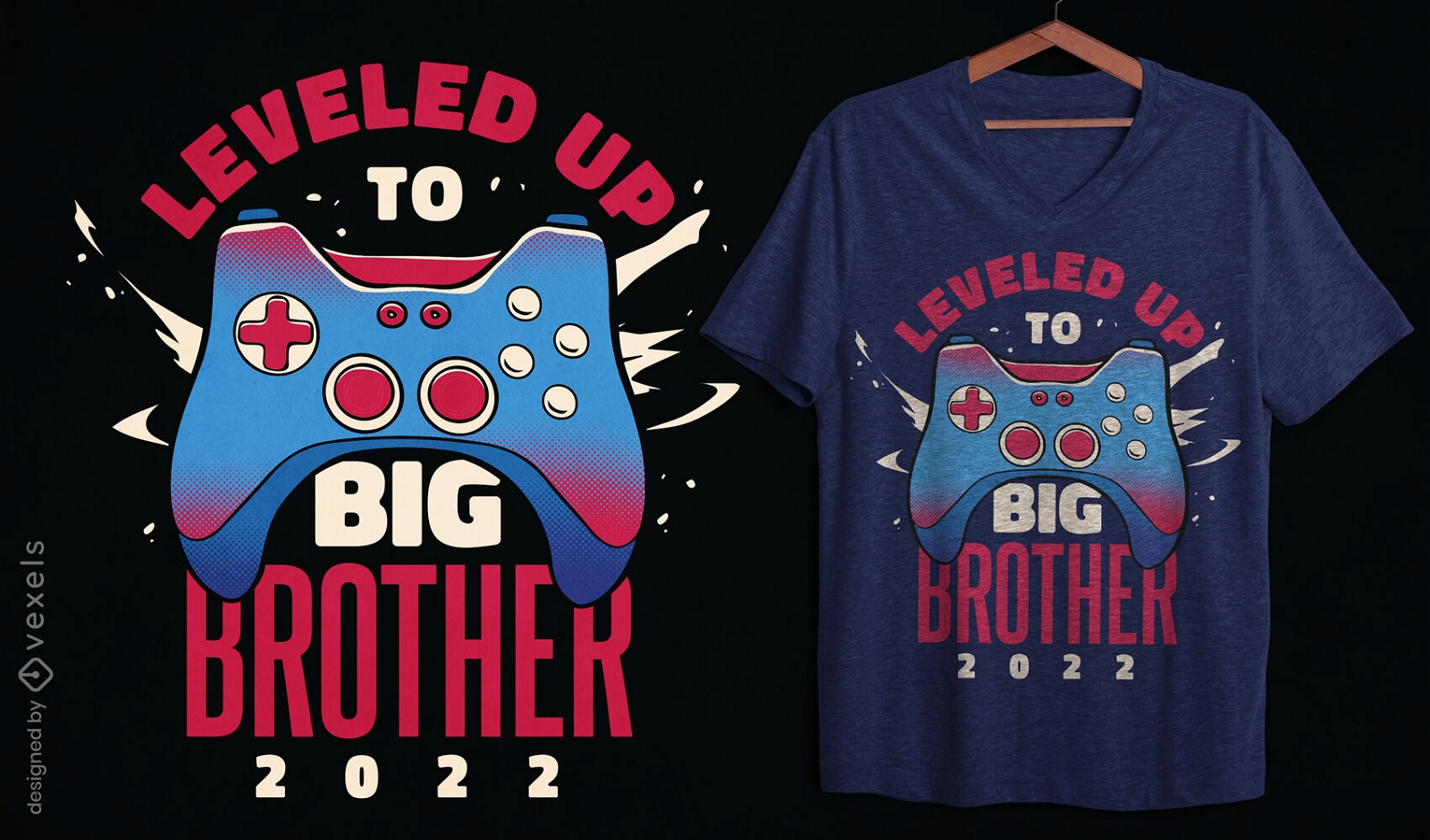 Design de camiseta com joystick de jogo para irmão mais velho
