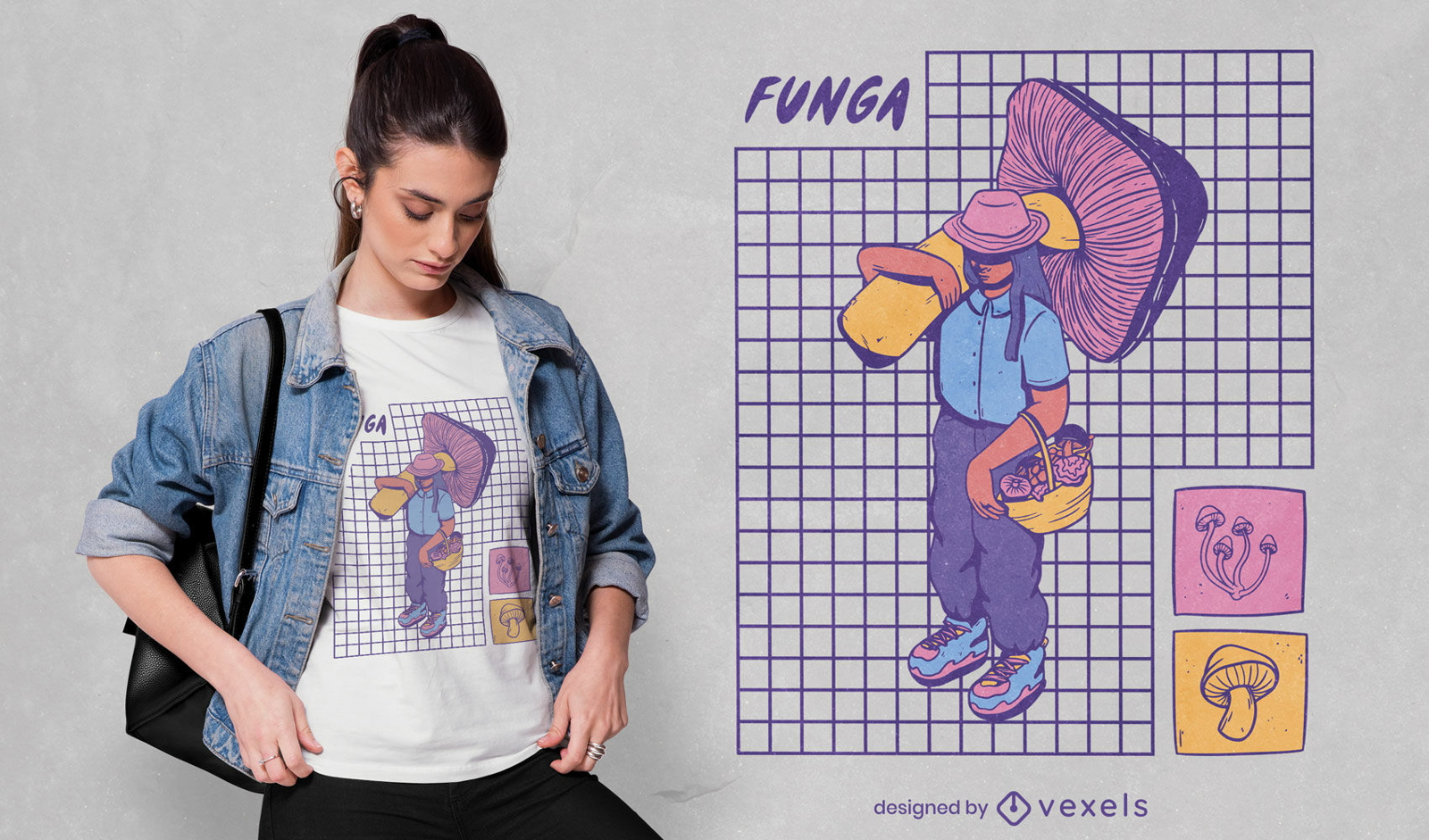 Design de t-shirt de cogumelo funga pastel
