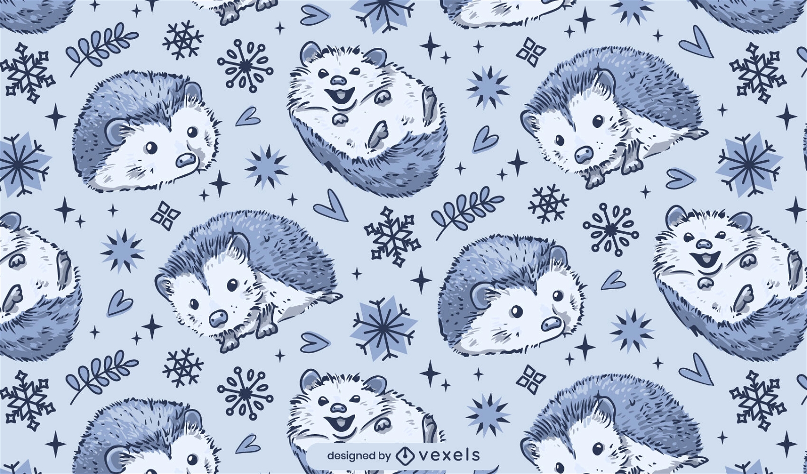Cute winter hedgehog pattern design