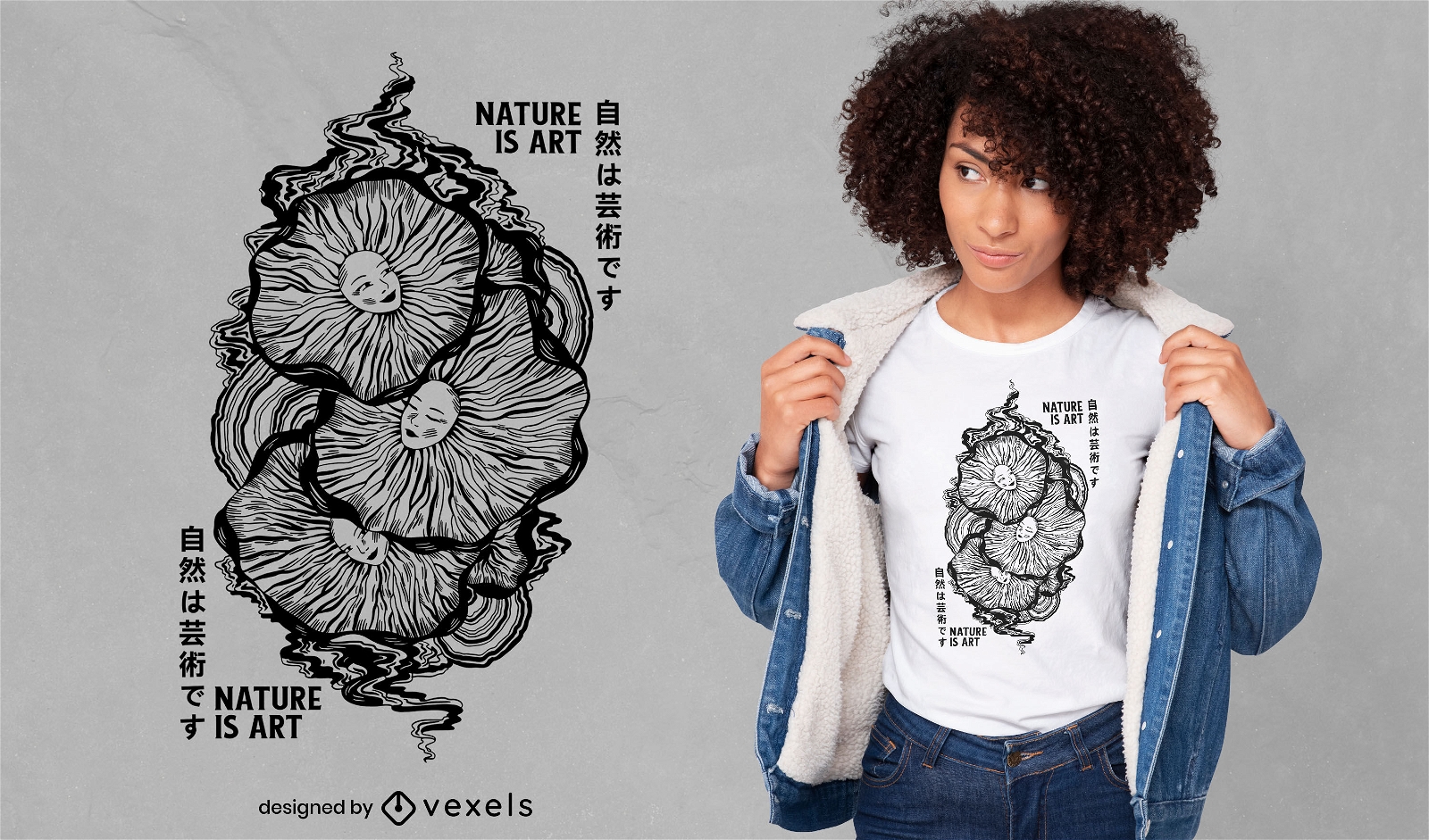 A natureza ? a arte do design de camisetas em forma de cogumelo