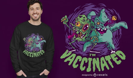 Diseño de camiseta de zombies de criaturas vacunadas.